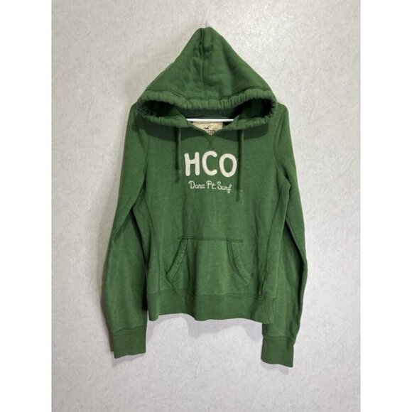 HOLLISTER Hoodie Green Sherpa Lined Jacket Spell Out Y2K 2000’s MEDIUM Soft - Picture 2 of 9